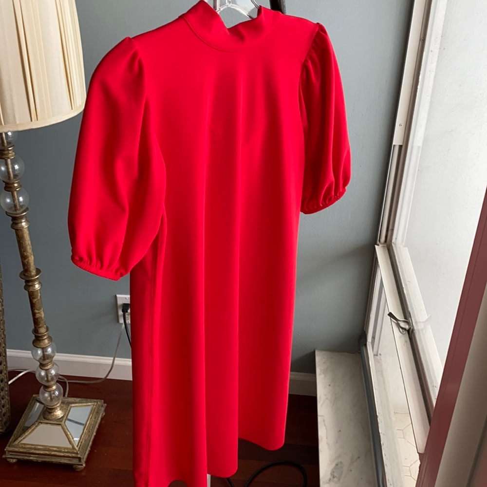 Zara bright red dress size small a-line puff slv